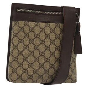 Authentic GUCCI GG Supreme Shoulder Bag PVC Beige Silver 92562